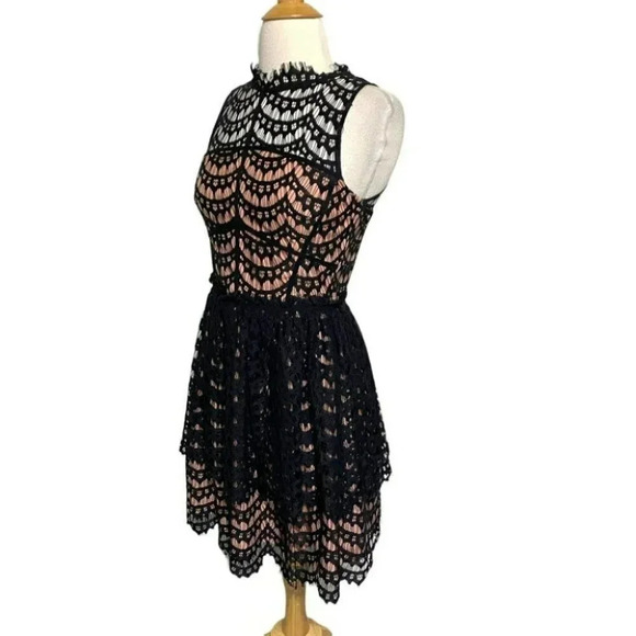 Adela Rae XS black lace sleeveless dress with built in‎ flesh slip Whimsigoth - Picture 3 of 8
